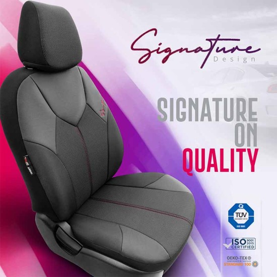 Καλύμματα Αυτοκινήτου Otom Signature Design Universal Δερματίνη / Rachel Σετ Εμπρός / Πίσω 11 Τεμαχίων Μαύρο Με Κόκκινη Ραφή SGT-2402