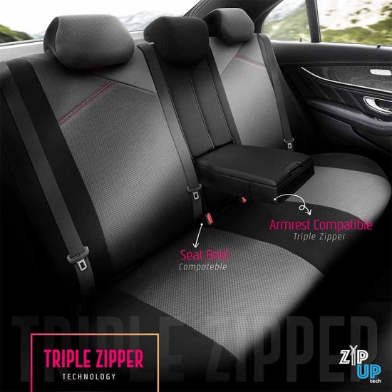 Καλύμματα Αυτοκινήτου Otom Signature Design Universal Δερματίνη / Rachel Σετ Εμπρός / Πίσω 11 Τεμαχίων Μαύρο Με Κόκκινη Ραφή SGT-2402