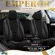 Καλύμματα Αυτοκινήτου Otom Emperor Design Universal Sued / Rachel / Δερματίνη Καπιτονέ Σετ Εμπρός / Πίσω 11 Τεμαχίων Μαύρο Με Γκρι Κέντημα EMP-602