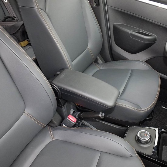 Κονσόλα Χειροφρένου Τεμπέλης Με Βάση Armster 3 Vegan Leather Για Skoda Rapid 13-19 / Seat Toledo 13-18 Μαύρο Χρώμα Σετ 2 Τεμάχια
