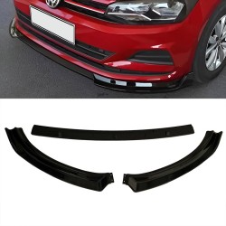 Μπροστινό Spoiler Για VW Polo AW 17+ Μαύρο Χρώμα Από Abs Πλαστικό 3 Τεμάχια