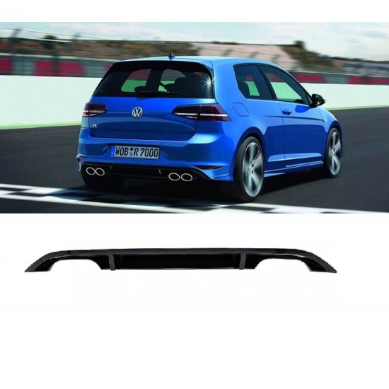 Diffuser Πίσω Προφυλακτήρα Για VW Golf VII (7) 13-17 R-Look Για Απλή & GTI Έκδοση Προφυλακτήρα Με 2 Διπλές Εξάτμισεις Αριστερά & Δεξιά Γυαλιστερό Μαύρο Από Abs Πλαστικό 1 Τεμάχιο