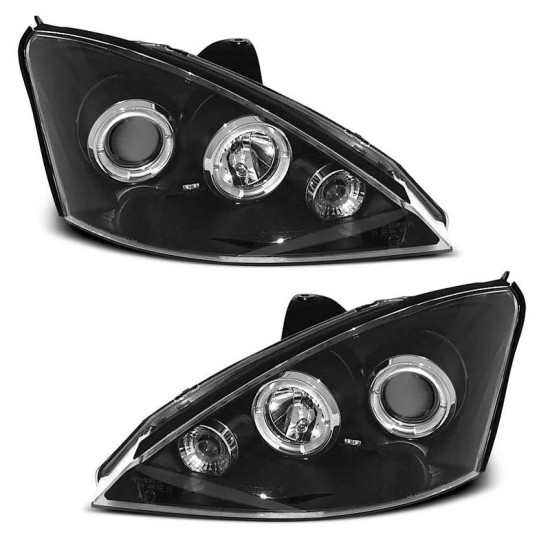 Μπροστινά Φανάρια Set Για Ford Focus 01-04 Angel Eyes Μάυρα H1/H1 Sonar