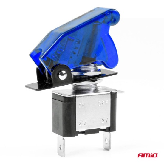 Διακόπτης Αεροπορικού Τύπου ON/OFF Led Μονός 12/24 Volt 20A Φωτιζόμενος Μπλε Amio 03096