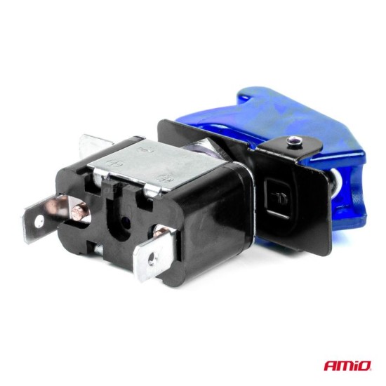 Διακόπτης Αεροπορικού Τύπου ON/OFF Led Μονός 12/24 Volt 20A Φωτιζόμενος Μπλε Amio 03096