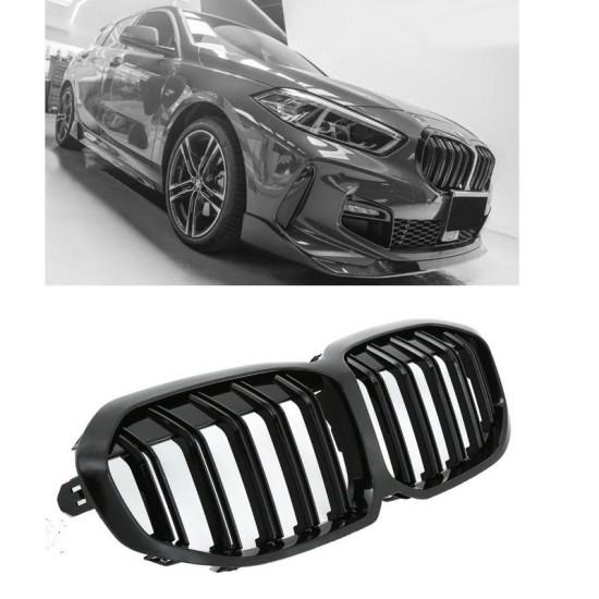 Καρδιές Μάσκας Για Bmw 1 F40 / F41 19+ M4 Look Με Διπλή Γρίλια Μαύρο Γυαλιστερό 1 Τεμάχιο