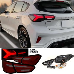 Πισινά Φανάρια Set Για Ford Focus 18-21 Hatchback 3D/5D Led  Κόκκινο/Smoke