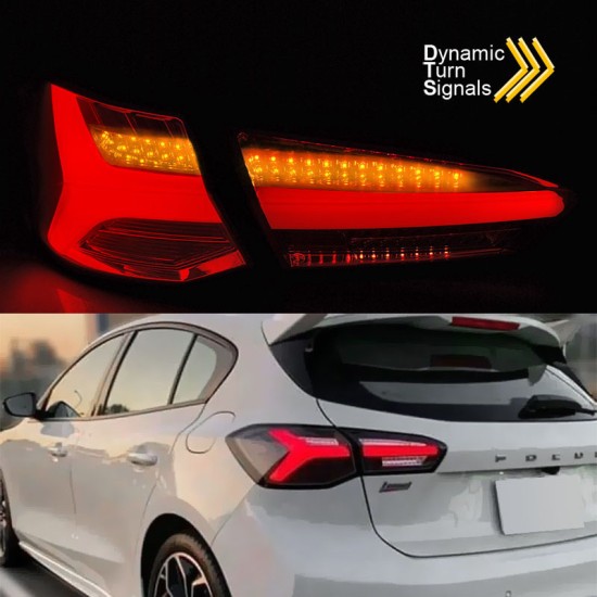 Πισινά Φανάρια Set Για Ford Focus 18-21 Hatchback 3D/5D Led  Κόκκινο/Smoke