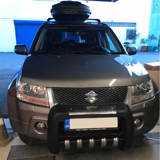 Bull Bar Bumper Guard Εμπρός Προφυλακτήρα Για Suzuki Grand Vitara 2005-2009 Μαύρο Με Δόντια Inox