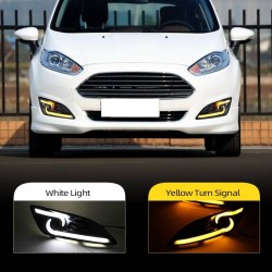 DRL Set Για Ford Fiesta 13-15 Με Απλό Προφυλακτήρα DRL & Led Φλας 2 Τεμάχια DRL Set Για Ford Fiesta 13-15 Με Απλό Προφυλακτήρα DRL & Led Φλας 2 Τεμάχια