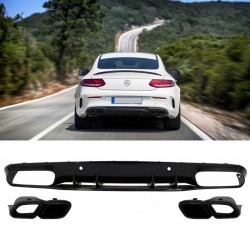 Diffuser Πίσω Προφυλακτήρα Για Mercedes-Benz C-Class C205 Coupe 14-21 Amg 63 Look Με Μαύρες Μπούκες Diffuser Πίσω Προφυλακτήρα Για Mercedes-Benz C-Class C205 Coupe 14-21 Amg 63 Look Με Μαύρες Μπούκες