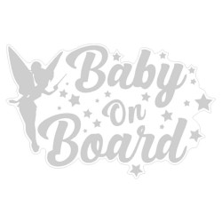 Αυτοκόλλητο Σήμα Αυτοκινήτου ''Baby On Board'' 19.2cm x 12.5cm Άσπρο 1 Τεμάχιο