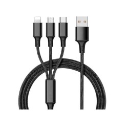 Καλώδιο Φόρτισης Και Μεταφοράς Δεδομένων USB Earldom EC-IMC015 3 In 1 Black 1.2m 1 Τεμάχιο