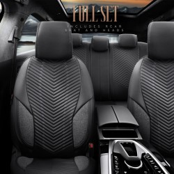 Καλύμματα Αυτοκινήτου Otom "Advanced Leather" Universal Δερματίνη / Λινό Ύφασμα Σετ Εμπρός / Πίσω 11 Τεμαχίων Μαύρο / Smoke ΑDV-103