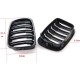 Καρδιές Μάσκας Για Bmw 3 E46 99-01 Sedan/Touring/Compact M4 Look Με Διπλή Γρίλια Μαύρο Γυαλιστερό 2 Τεμάχια