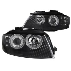 Μπροστινά Φανάρια Set Για Audi A3 8P 03-08 Angel Eyes Μαύρα H7/H7 Με Μοτέρ Depo Μπροστινά Φανάρια Set Για Audi A3 8P 03-08 Angel Eyes Μαύρα H7/H7 Με Μοτέρ Depo