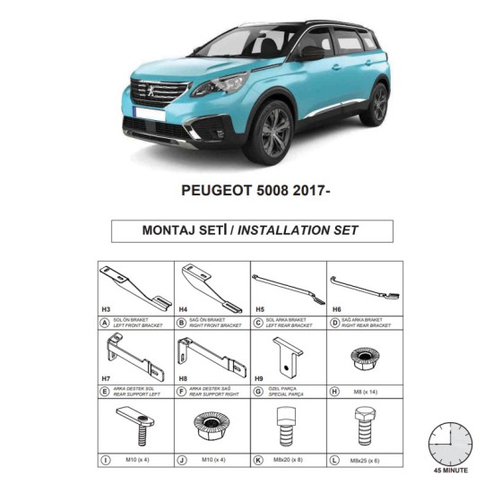 Βάσεις Πλαινών Σκαλοπατιών (Alm-Sr-Rl-Ln-Da) Για Peugeot 5008 2017-2023 Suv T87 Βάσεις Πλαινών Σκαλοπατιών (Alm-Sr-Rl-Ln-Da) Για Peugeot 5008 2017-2023 Suv T87