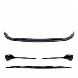 Μπροστινό Spoiler Για Mercedes-Benz A-Class W177 18-23 Hatchback / Sedan Amg Line Γυαλιστερό Μαύρο 3 Τεμάχια