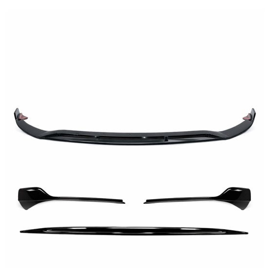 Μπροστινό Spoiler Για Mercedes-Benz A-Class W177 18-23 Hatchback / Sedan Amg Line Γυαλιστερό Μαύρο 3 Τεμάχια
