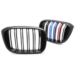 Καρδιές Μάσκας Για Bmw Χ3 G01 17-21 Χ4 G02 Sport Look Με Διπλή ΓρίλιαTri-Color  Μαύρο Γυαλιστερό Με 6 Γρίλιες 2 Τεμάχια