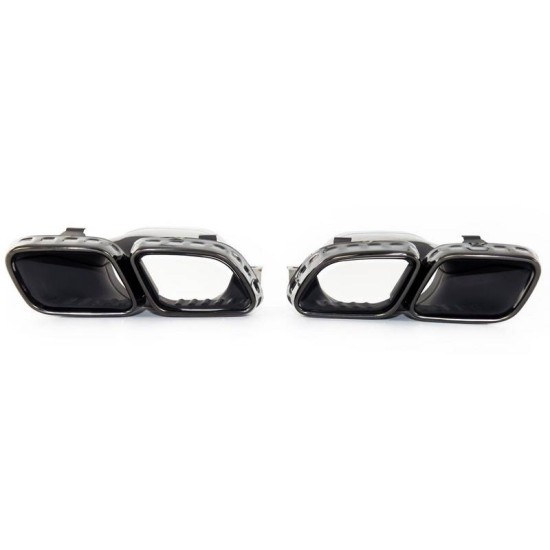 Μπούκες Εξάτμισης Για Mercedes-Benz E-Class W213 20-23 Facelift Amg Look Μαύρες 2 Τεμάχια