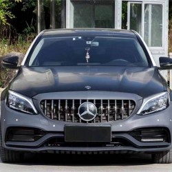 Body Kit Για Mercedes-Benz C-Class W205 14-20 Sedan Amg C63s Facelift Look Με Φτερά, Καπό, Μάσκα & Μπούκες Black Edition