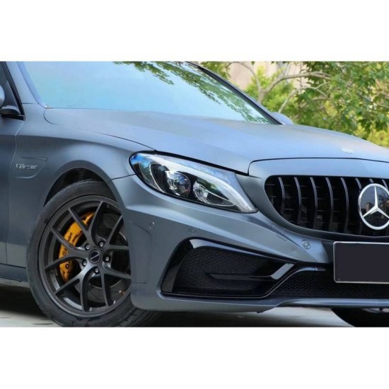 Body Kit Για Mercedes-Benz C-Class W205 14-20 Sedan Amg C63s Facelift Look Με Φτερά, Καπό, Μάσκα & Μπούκες Black Edition