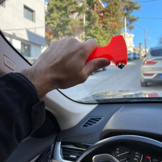 Σφυράκι Ασφαλείας Αυτοκινήτου Έκτακτης Ανάγκης Για Θραύση Τζαμιών & Κοπή Ζώνης Ασφαλείας Πορτοκαλί Auto GS 1 Τεμάχιο
