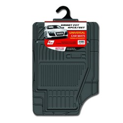 Πατάκια Αυτοκινήτου Universal Από Λάστιχο Smart Fit Μαύρα 4 Τεμάχια