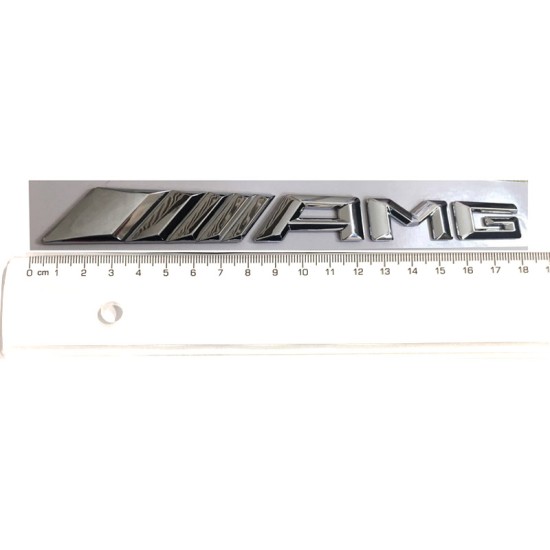 Αυτοκόλλητο Σήμα Amg Χρωμίου Μεταλλικό 18cm x 2cm 1 Τεμάχιο