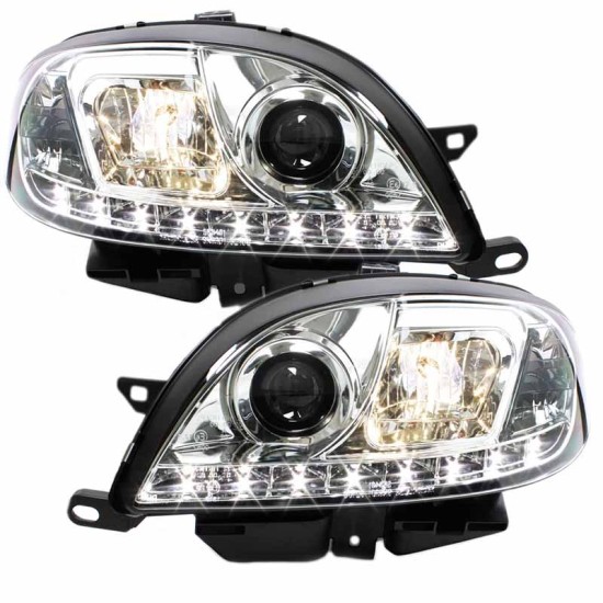 Μπροστινά Φανάρια Set Για Citroen Saxo 00-04 DRL Χρωμίου H1/H1 Sonar