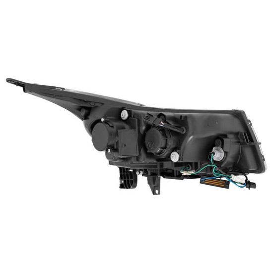 Μπροστινά Φανάρια Set Για Chevrolet Cruze 09-12 Tube DRL & U Angel Eyes & Led Φλας Μαύρα H7/H1 Manual Eagle Eyes