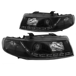Μπροστινά Φανάρια Set Για Seat Leon 1M 99-04 DRL Μαύρα H1/H1 Sonar