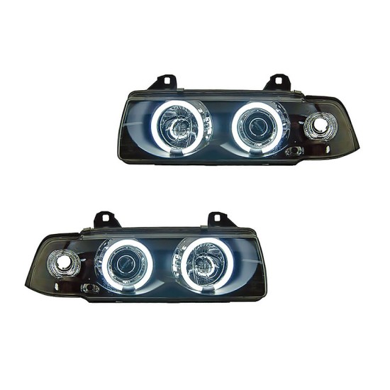 Μπροστινά Φανάρια Set Για Bmw 3 E36 90-99 Coupe / Cabrio ccfl Angel Eyes Μαύρα H1/H1 Sonar