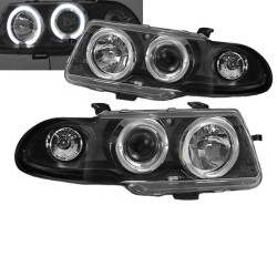 Μπροστινά Φανάρια Set Για Opel Astra F 94-98 Angel Eyes & Led Μαύρα H1/H1 Manual Sonar