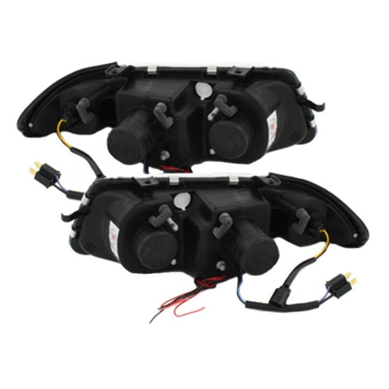 Μπροστινά Φανάρια Set Για Opel Astra F 94-98 Angel Eyes & Led Μαύρα H1/H1 Manual Sonar