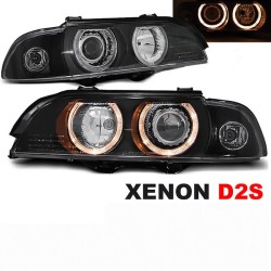 Μπροστινά Φανάρια Set Για Bmw 5 E39 95-03 Angel Eyes Μαύρα Για Original  Xenon D2S/H7 Με Μοτέρ Depo Μπροστινά Φανάρια Set Για Bmw 5 E39 95-03 Angel Eyes Μαύρα Για Original  Xenon D2S/H7 Με Μοτέρ Depo