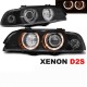Μπροστινά Φανάρια Set Για Bmw 5 E39 95-03 Angel Eyes Μαύρα Για Original  Xenon D2S/H7 Με Μοτέρ Depo