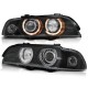Μπροστινά Φανάρια Set Για Bmw 5 E39 95-03 Angel Eyes Μαύρα Για Original  Xenon D2S/H7 Με Μοτέρ Depo