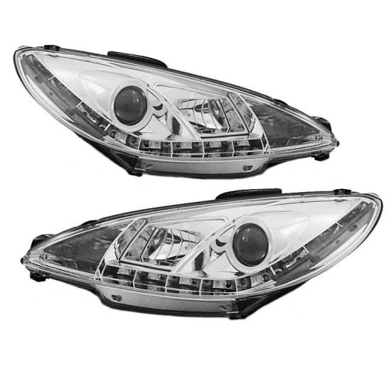 Μπροστινά Φανάρια Set Για Peugeot 206 98-03 DRL Χρωμίου H1/H1 Sonar