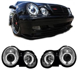 Μπροστινά Φανάρια Set Για Mercedes-Benz CLK W208 97-02 Angel Eyes Χρωμίου H7/H1 Manual Sonar