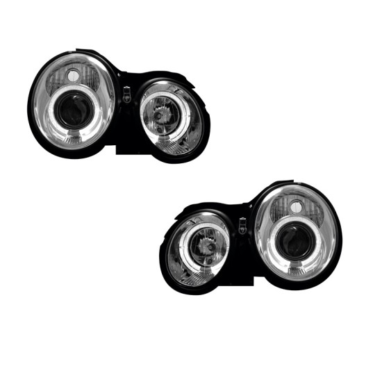 Μπροστινά Φανάρια Set Για Mercedes-Benz CLK W208 97-02 Angel Eyes Χρωμίου H7/H1 Manual Sonar