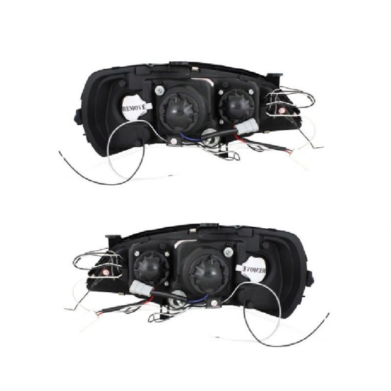 Μπροστινά Φανάρια Set Για Opel Astra G 98-04 Angel Eyes & Led Μαύρα H1/H1 JunYan