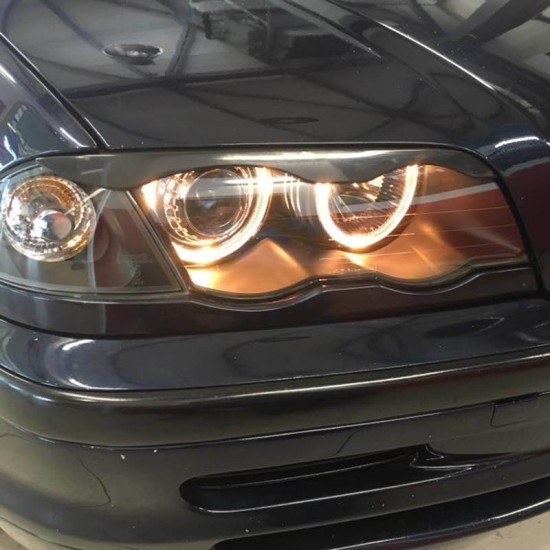 Μπροστινά Φανάρια Set Για Bmw 3 E46 Sedan/Caravan 99-01 Angel Eyes Μαύρα H7/H7 Με Μοτέρ Depo