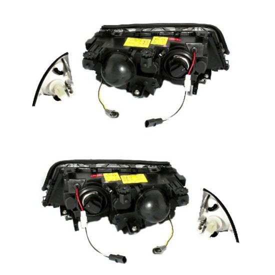 Μπροστινά Φανάρια Set Για Bmw 3 E46 Sedan/Caravan 99-01 Angel Eyes Μαύρα H7/H7 Με Μοτέρ Depo