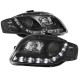 Μπροστινά Φανάρια Set Για Audi A4 B7 04-08 DRL Μαύρα H1/H1 Με Μοτέρ Sonar