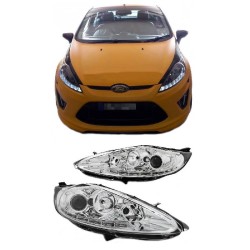 Μπροστινά Φανάρια Set Για Ford Fiesta 08-12 DRL Chrome H7/H1 Με Μοτέρ Sonar