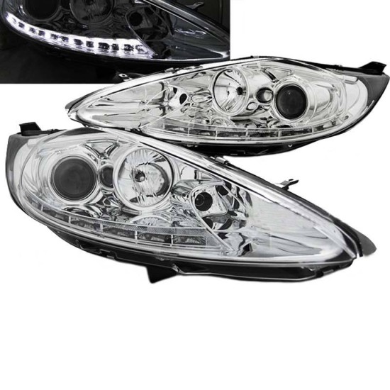 Μπροστινά Φανάρια Set Για Ford Fiesta 08-12 DRL Chrome H7/H1 Με Μοτέρ Sonar