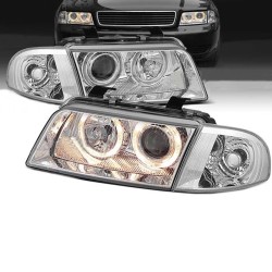 Μπροστινά Φανάρια Set Για Audi A4 B5 94-98 Angel Eyes Χρωμίου H7/H7 Depo Μπροστινά Φανάρια Set Για Audi A4 B5 94-98 Angel Eyes Χρωμίου H7/H7 Depo