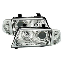 Μπροστινά Φανάρια Set Για Audi A4 B5 94-98 Angel Eyes Χρωμίου H7/H7 Depo Μπροστινά Φανάρια Set Για Audi A4 B5 94-98 Angel Eyes Χρωμίου H7/H7 Depo